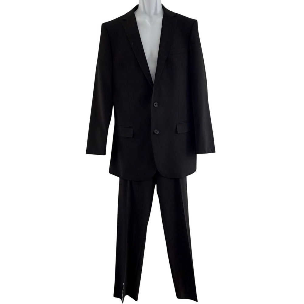 Hugo Boss Hugo Suit Mens 40L Black Pinstripe Wool Blend 2 Piece 37x31 Pants